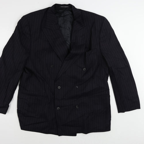 Austin Reed Mens Blue Striped Wool Jacket Suit Jacket Size 48 Regular
