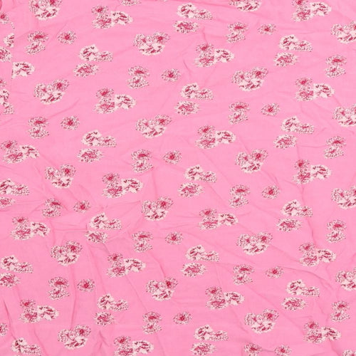 Marks and Spencer Womens Pink Floral Viscose Basic Blouse Size 12 Boat Neck