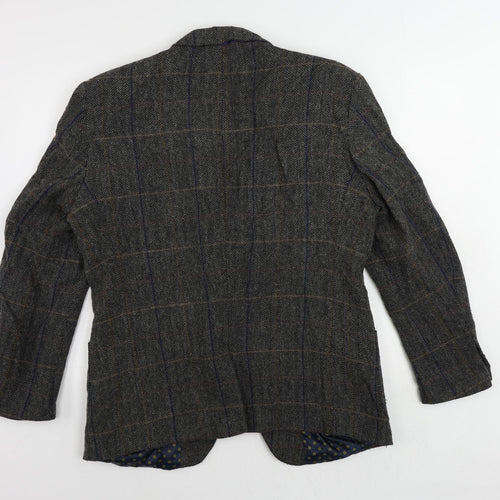 NEXT Mens Grey Herringbone Wool Jacket Blazer Size 42 Regular
