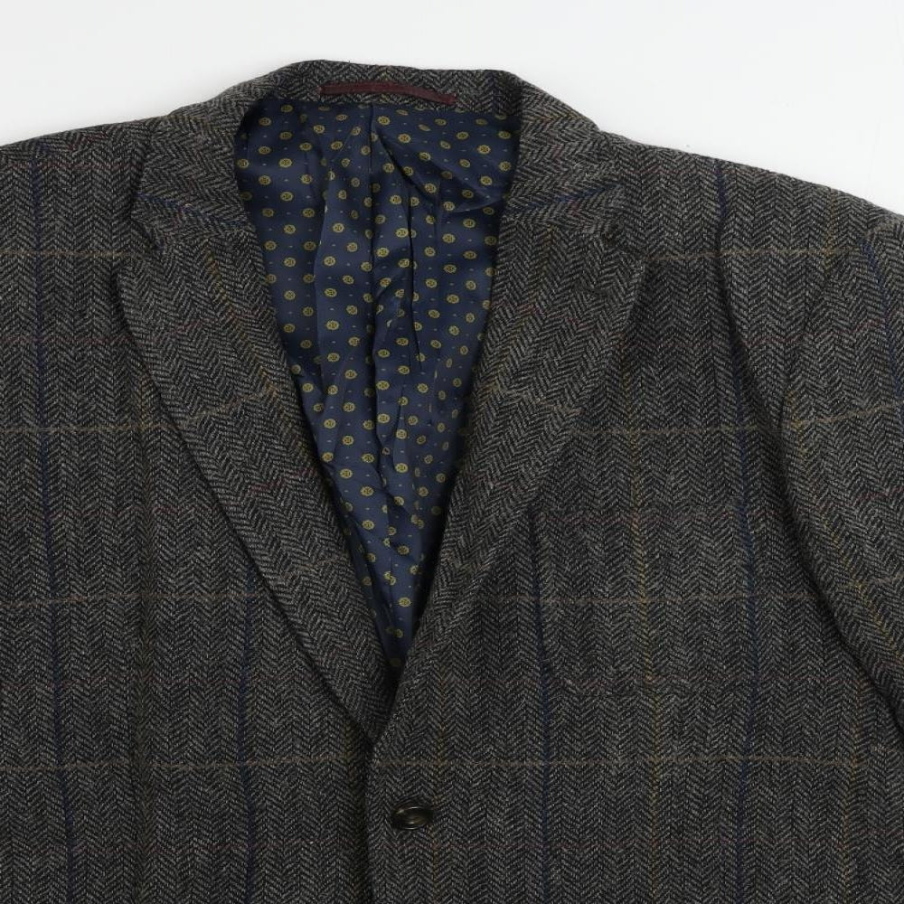 NEXT Mens Grey Herringbone Wool Jacket Blazer Size 42 Regular