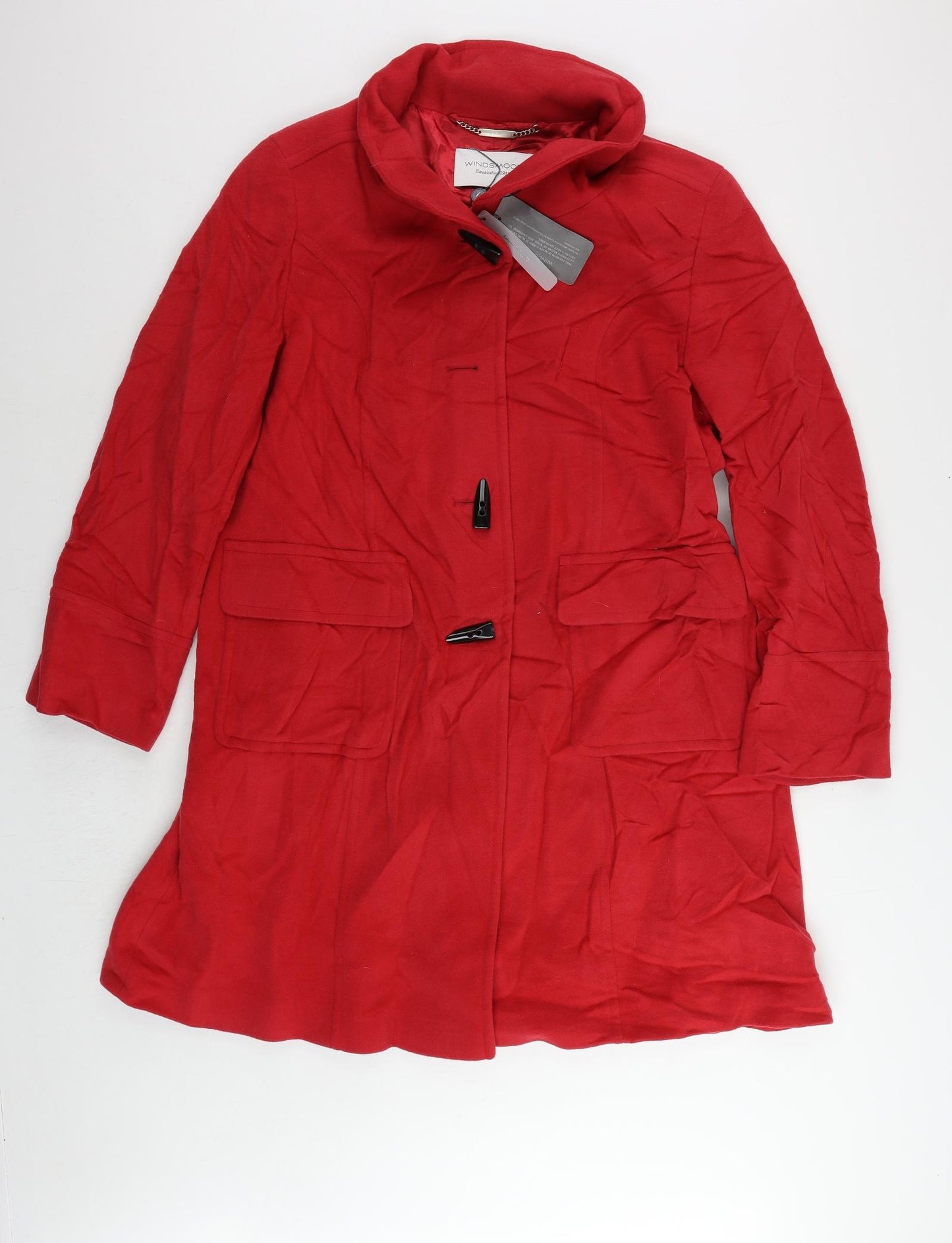 Windsmoor Womens Red Overcoat Coat Size 18 Toggle