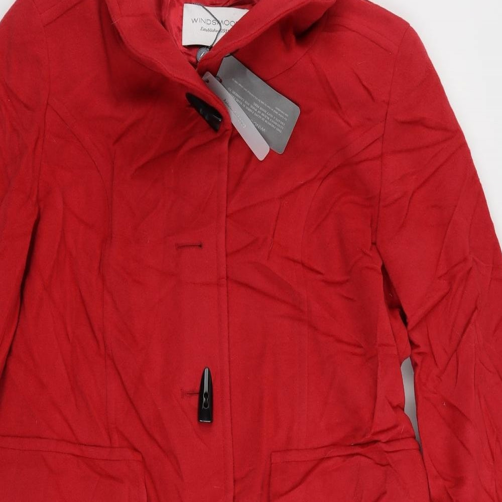 Windsmoor Womens Red Overcoat Coat Size 18 Toggle