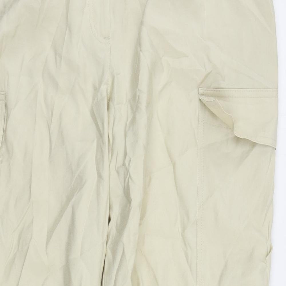 Marks and Spencer Womens Beige Modal Cargo Trousers Size 20 L27 in Regular Zip