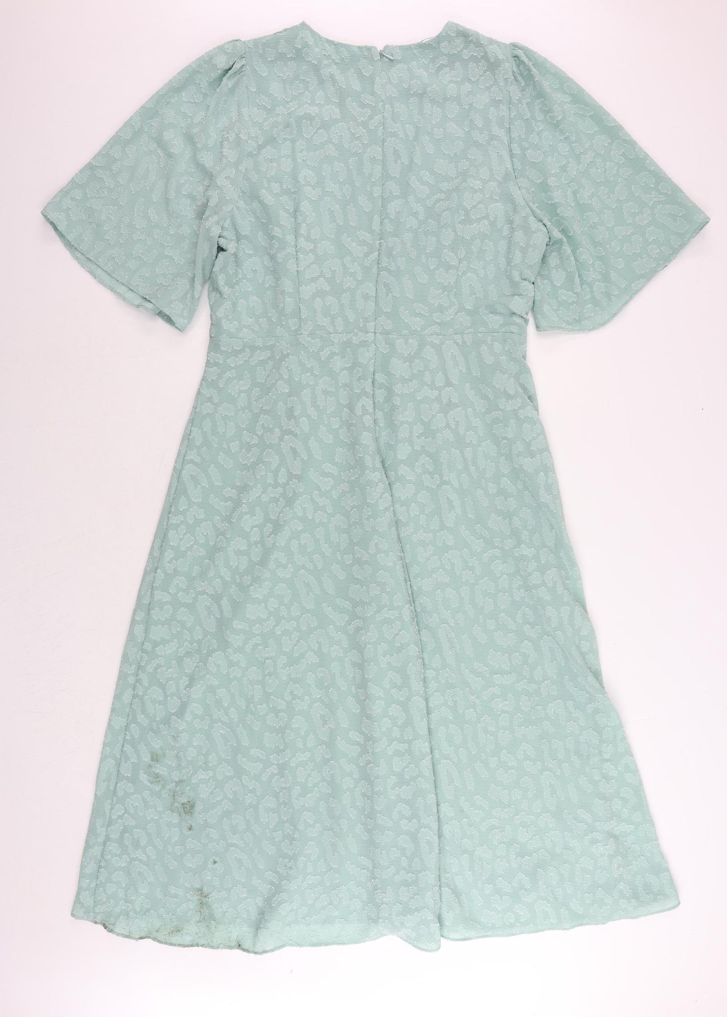 Marks and Spencer Womens Green Polyester A-Line Size 16 Round Neck Zip - Textured