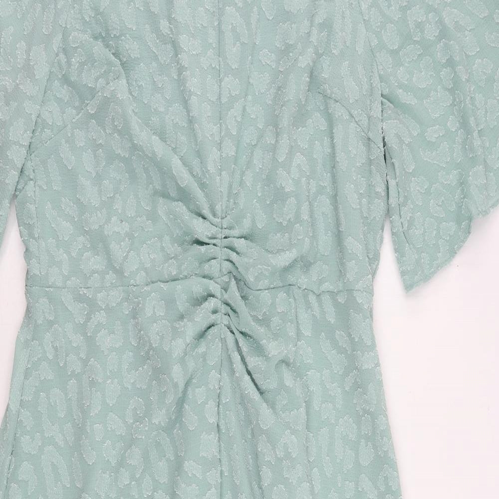 Marks and Spencer Womens Green Polyester A-Line Size 16 Round Neck Zip - Textured