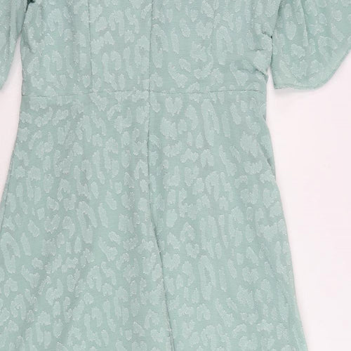 Marks and Spencer Womens Green Polyester A-Line Size 16 Round Neck Zip - Textured