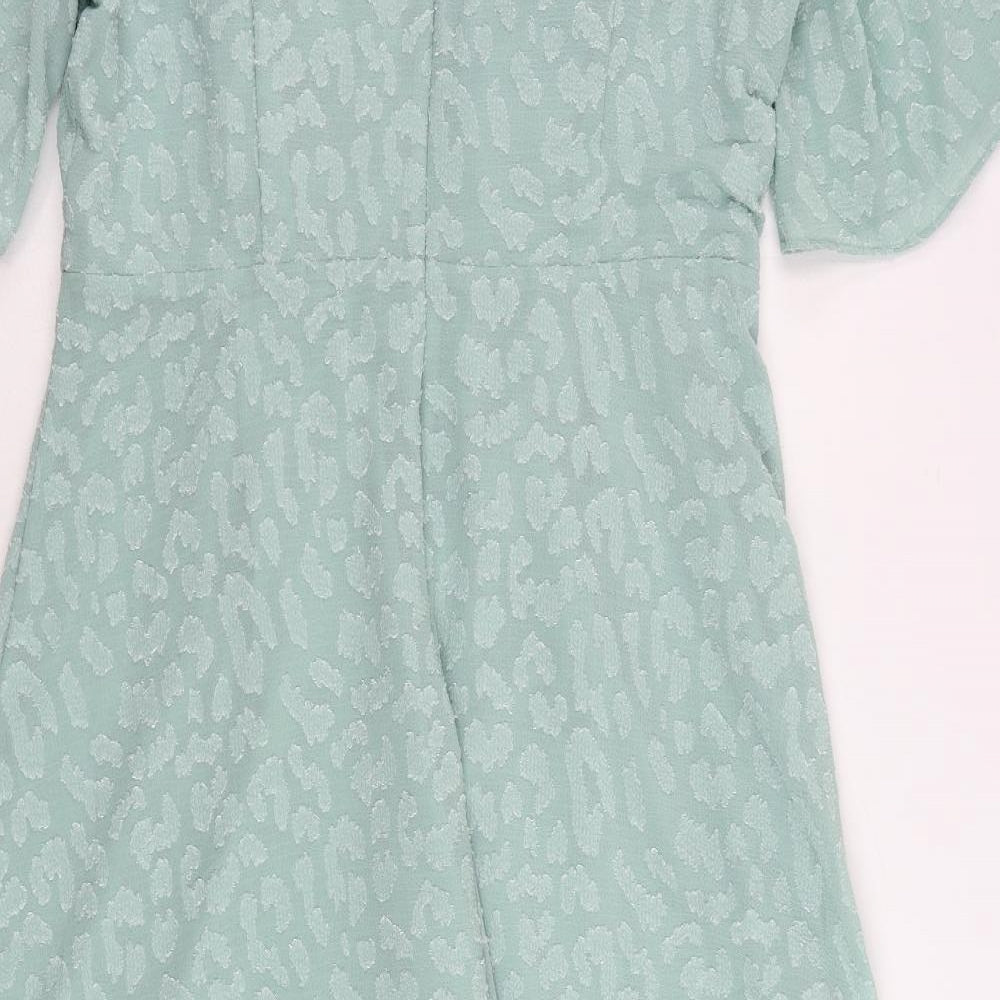 Marks and Spencer Womens Green Polyester A-Line Size 16 Round Neck Zip - Textured