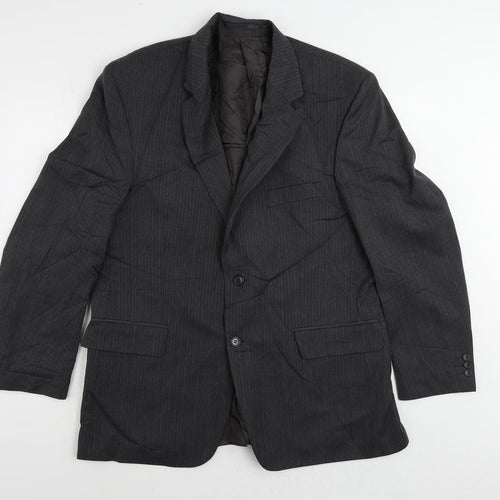Sovereign Mens Grey Striped Wool Jacket Suit Jacket Size 44 Regular