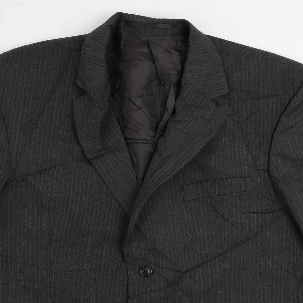 Sovereign Mens Grey Striped Wool Jacket Suit Jacket Size 44 Regular