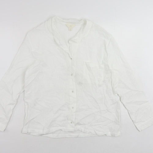 Marks and Spencer Womens White Camel Basic Button-Up Size 14 Collared