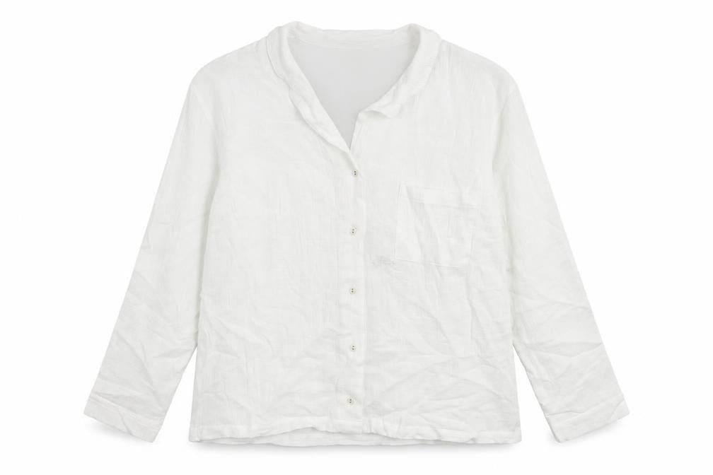 Front view of Marks & Spencer women’s white camel basic button-up, size UK 14, collared