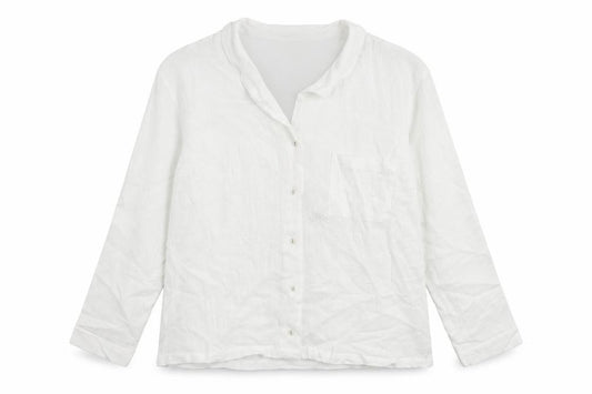 Front view of Marks & Spencer women’s white camel basic button-up, size UK 14, collared