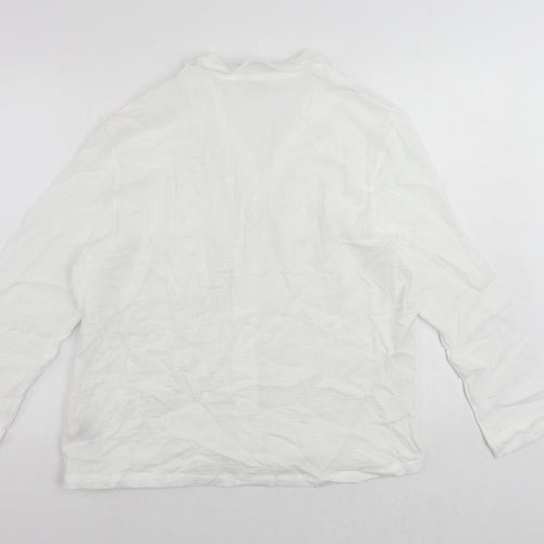 Marks and Spencer Womens White Camel Basic Button-Up Size 14 Collared