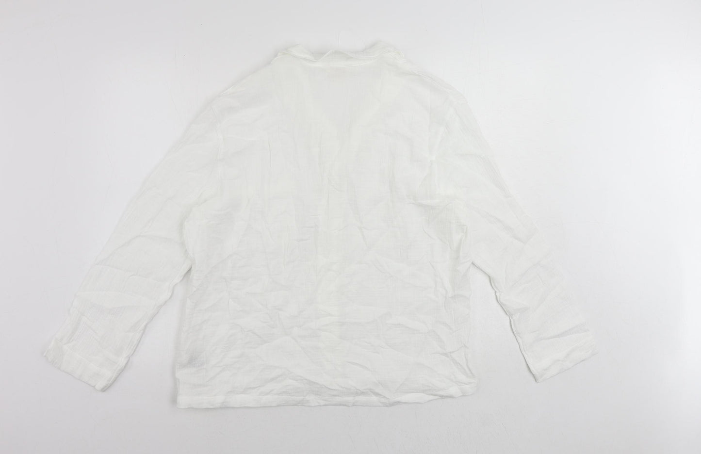 Marks and Spencer Womens White Camel Basic Button-Up Size 14 Collared