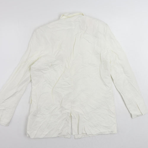 Zara Womens White Jacket Blazer Size S Button