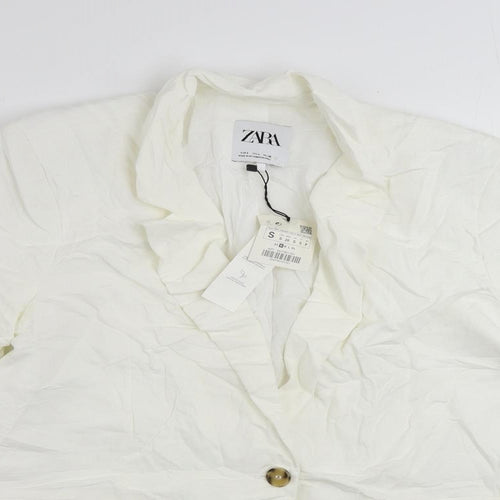 Zara Womens White Jacket Blazer Size S Button