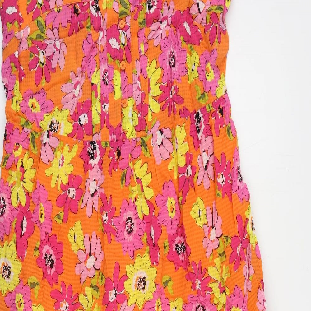 Marks and Spencer Womens Multicoloured Floral Viscose Maxi Size 10 Square Neck Pullover