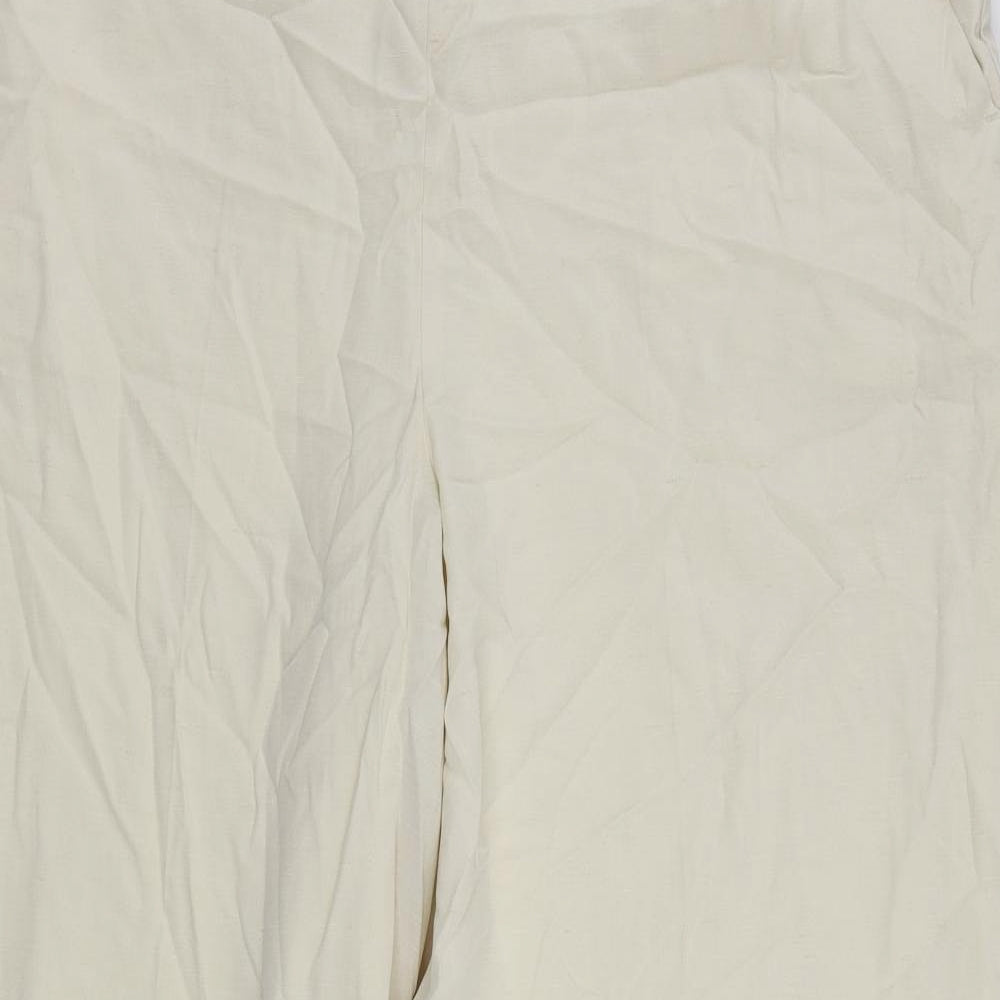 Marks and Spencer Womens Ivory Lyocell Trousers Size 20 L25 in Regular - Elastic Waist