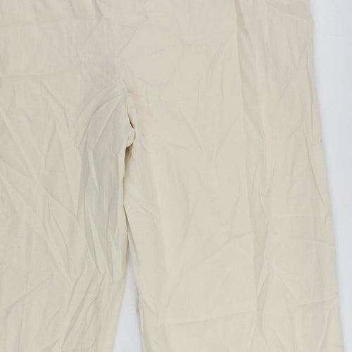 Marks and Spencer Womens Ivory Lyocell Trousers Size 20 L25 in Regular - Elastic Waist