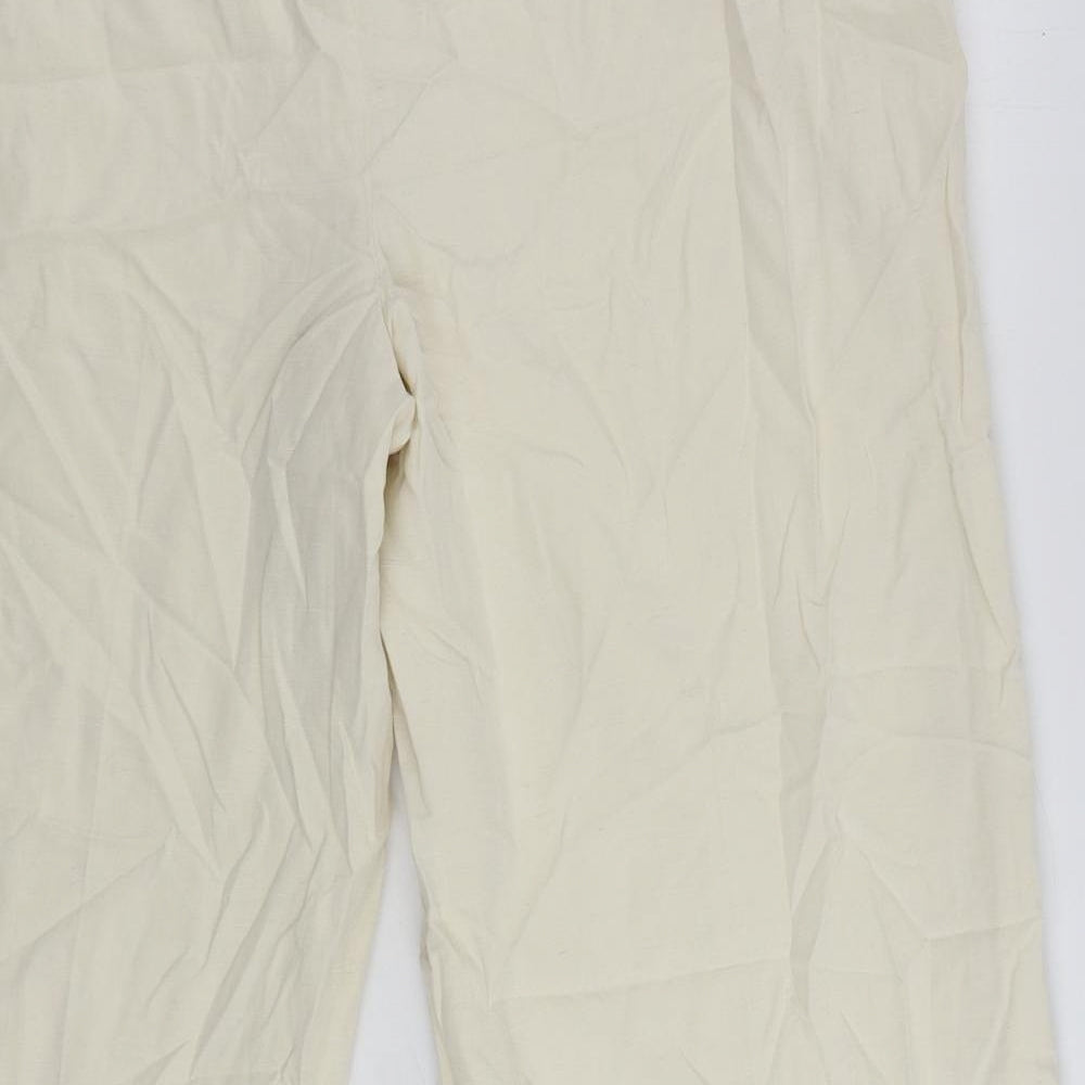 Marks and Spencer Womens Ivory Lyocell Trousers Size 20 L25 in Regular - Elastic Waist
