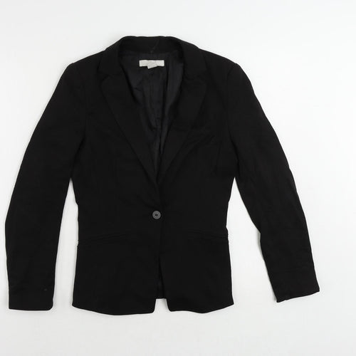 H&M Womens Black Jacket Blazer Size 6 Button