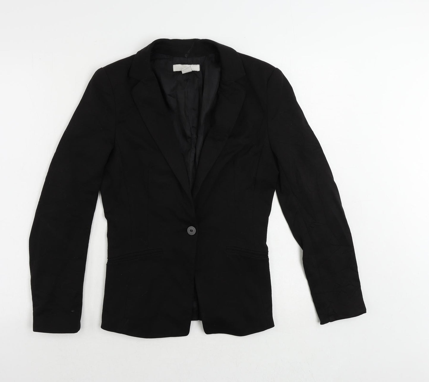H&M Womens Black Jacket Blazer Size 6 Button