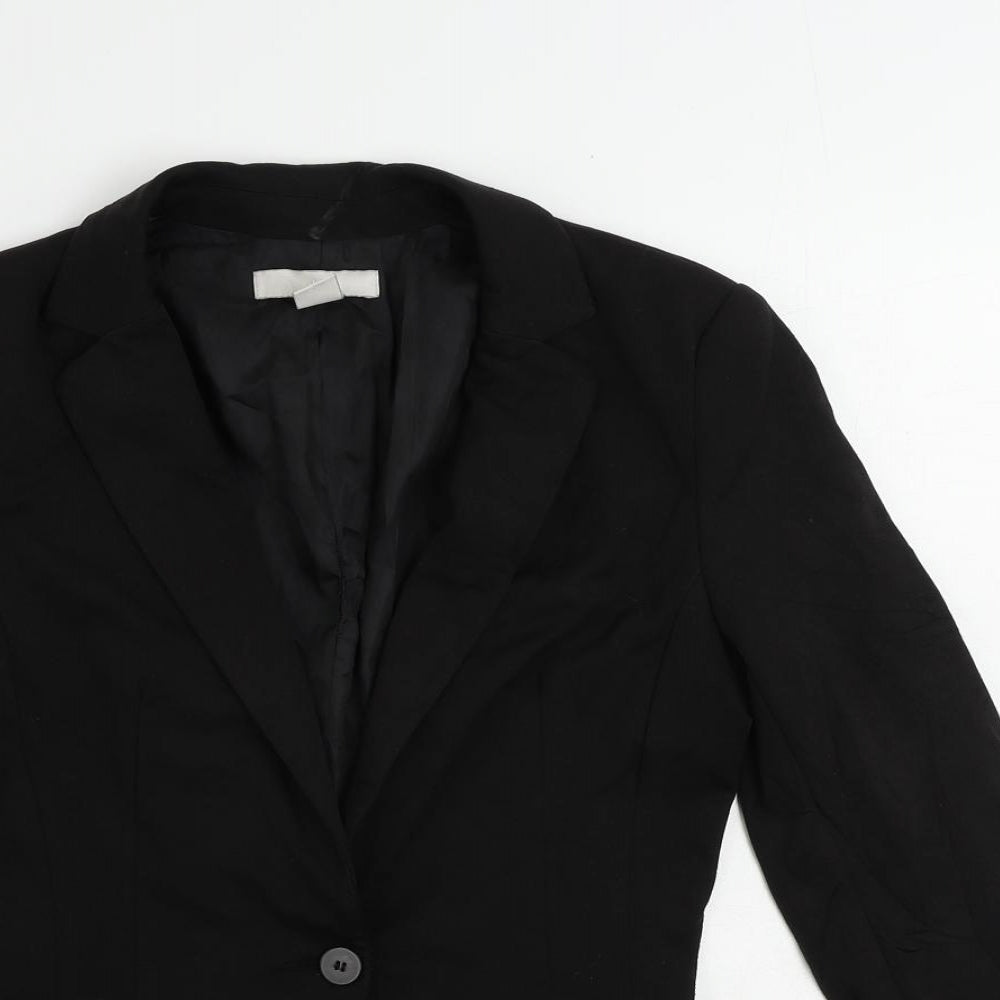 H&M Womens Black Jacket Blazer Size 6 Button