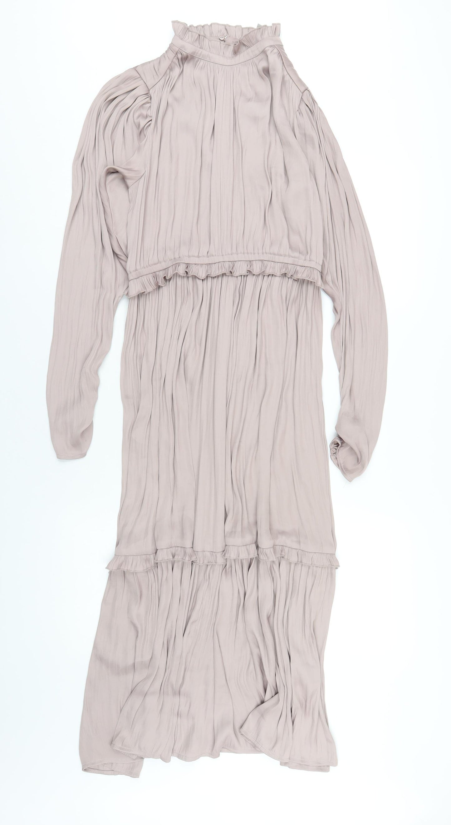 H&M Womens Pink Polyester A-Line Size 10 Mock Neck Button