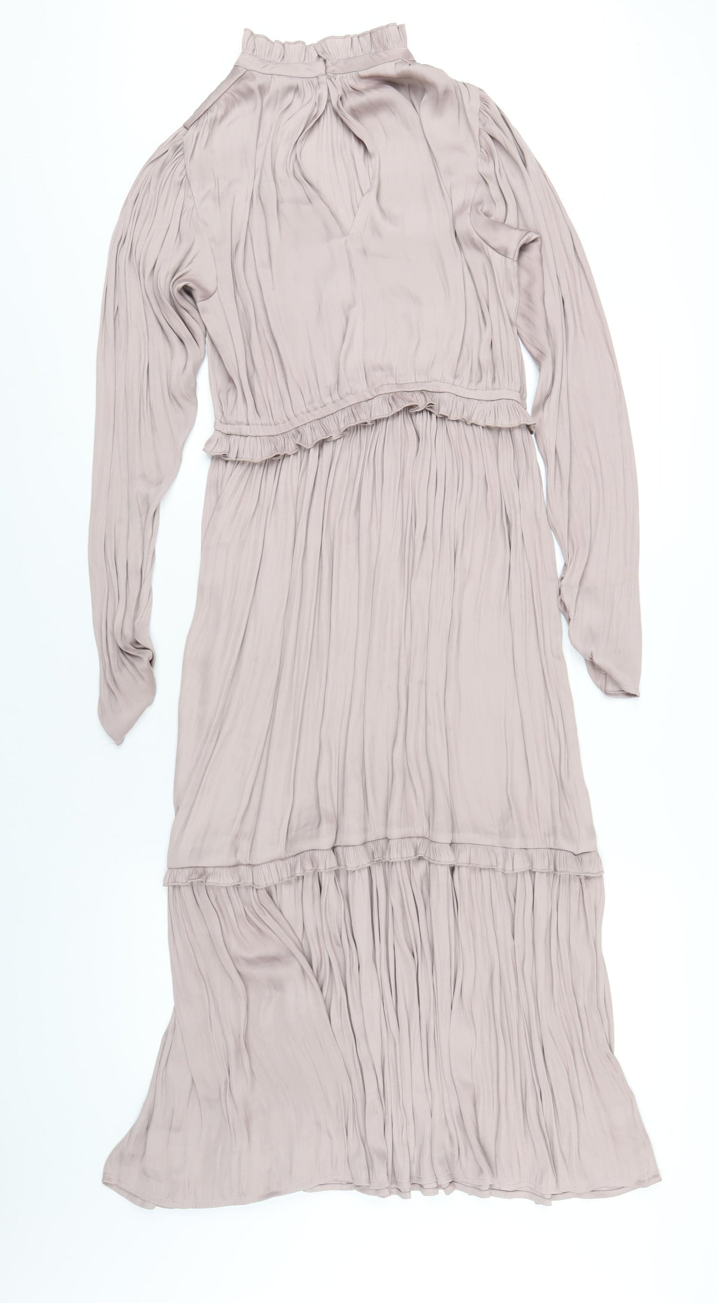 H&M Womens Pink Polyester A-Line Size 10 Mock Neck Button