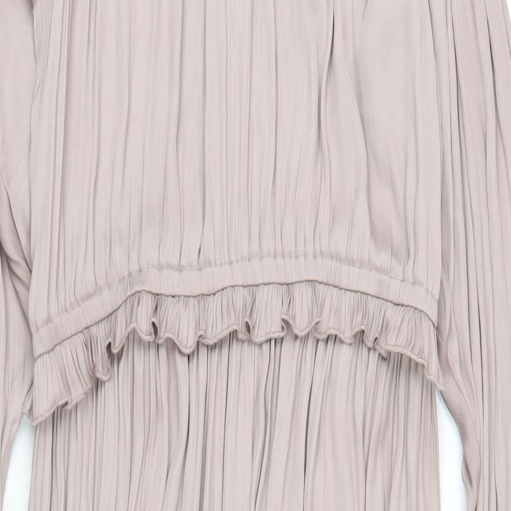 H&M Womens Pink Polyester A-Line Size 10 Mock Neck Button