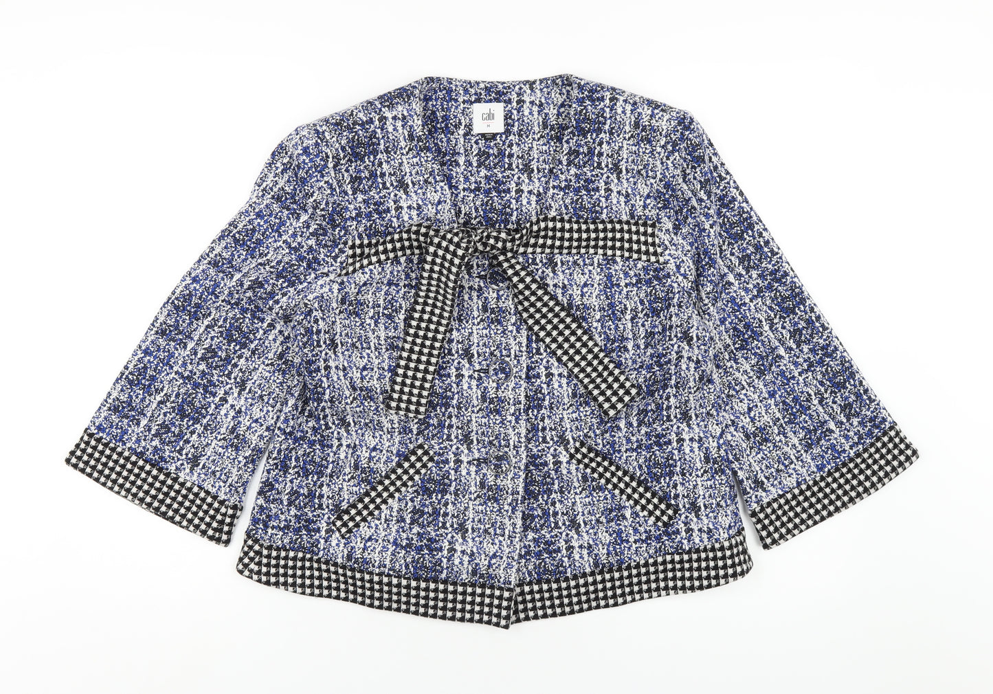 CAbi Womens Blue Geometric Jacket Size M Button