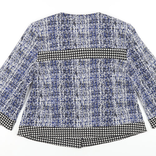 CAbi Womens Blue Geometric Jacket Size M Button