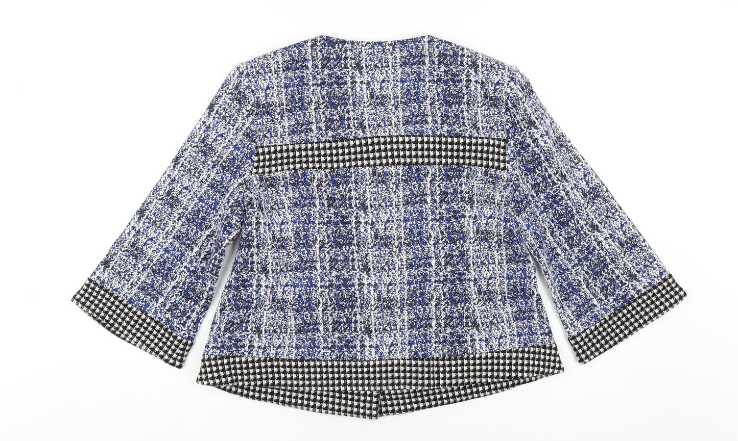 CAbi Womens Blue Geometric Jacket Size M Button