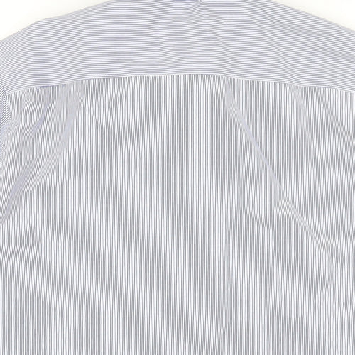 Jeff Banks Mens Blue Striped Cotton Button-Up Size L Collared Button