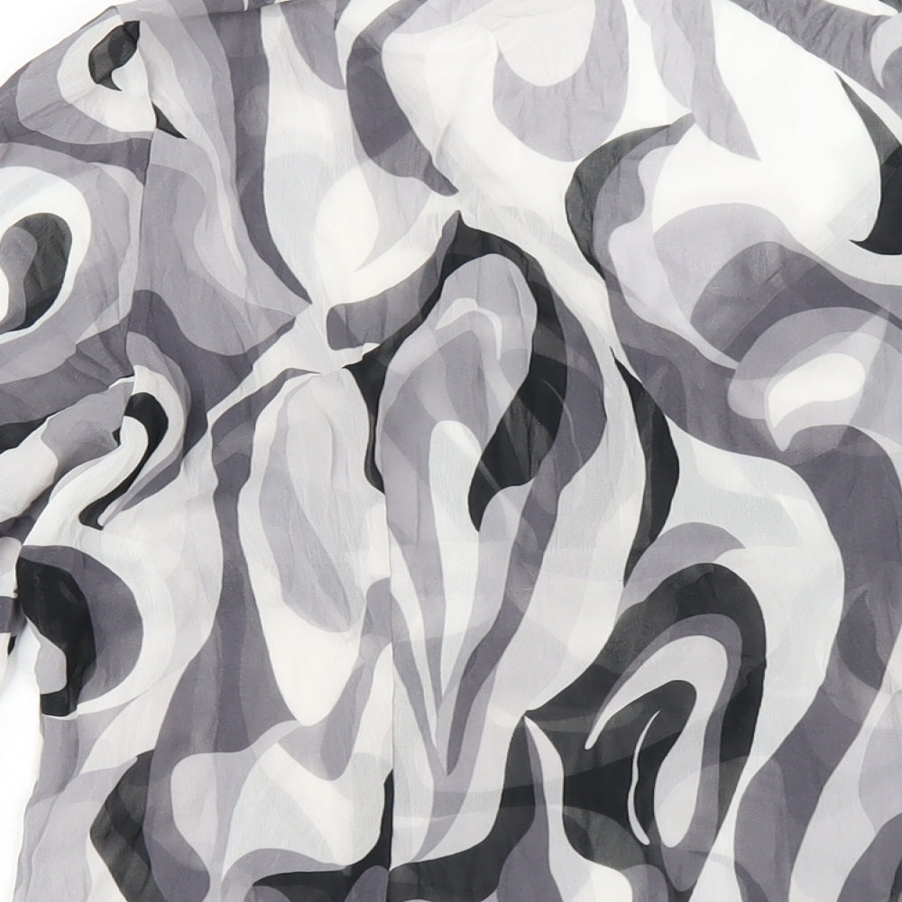 Per Una Womens Grey Geometric Polyester Basic T-Shirt Size 14 V-Neck