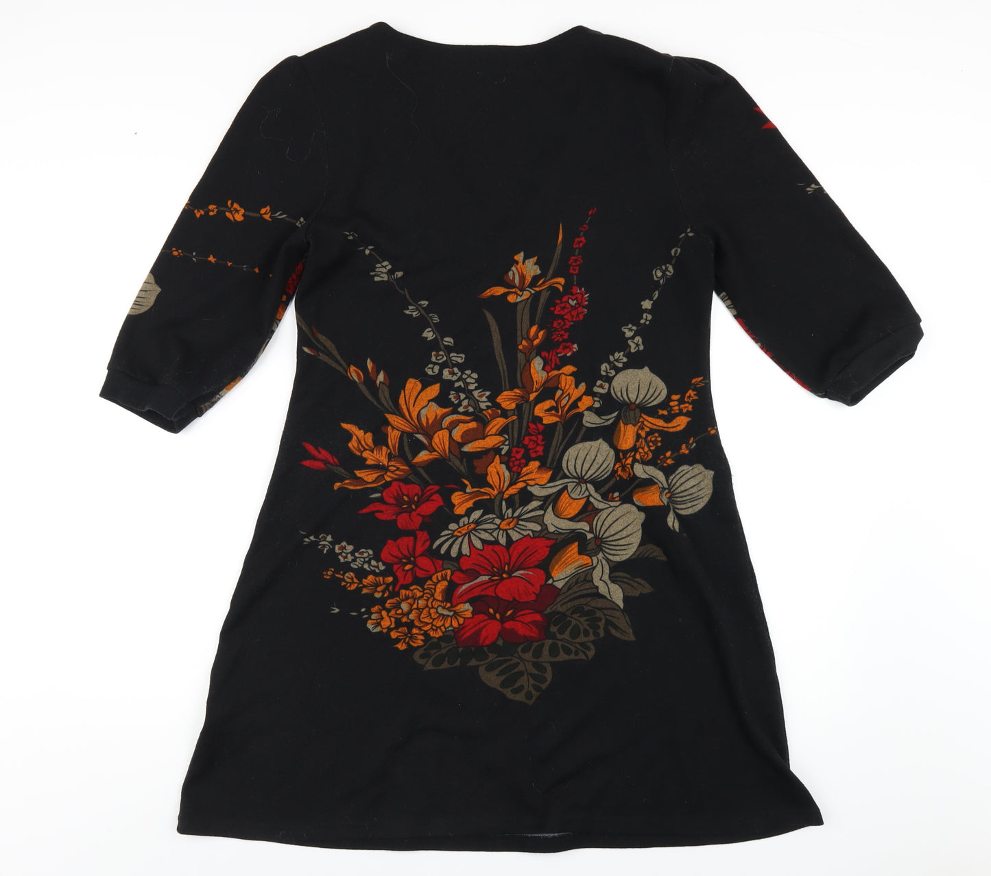 Purple Womens Multicoloured Geometric Polyester A-Line Size XL V-Neck Pullover