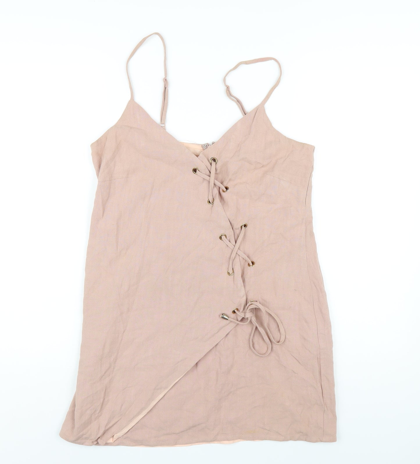 Ally Womens Pink Cotton Mini Size 10 V-Neck Zip