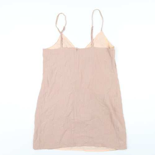 Ally Womens Pink Cotton Mini Size 10 V-Neck Zip