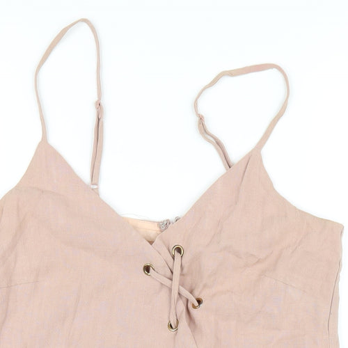 Ally Womens Pink Cotton Mini Size 10 V-Neck Zip