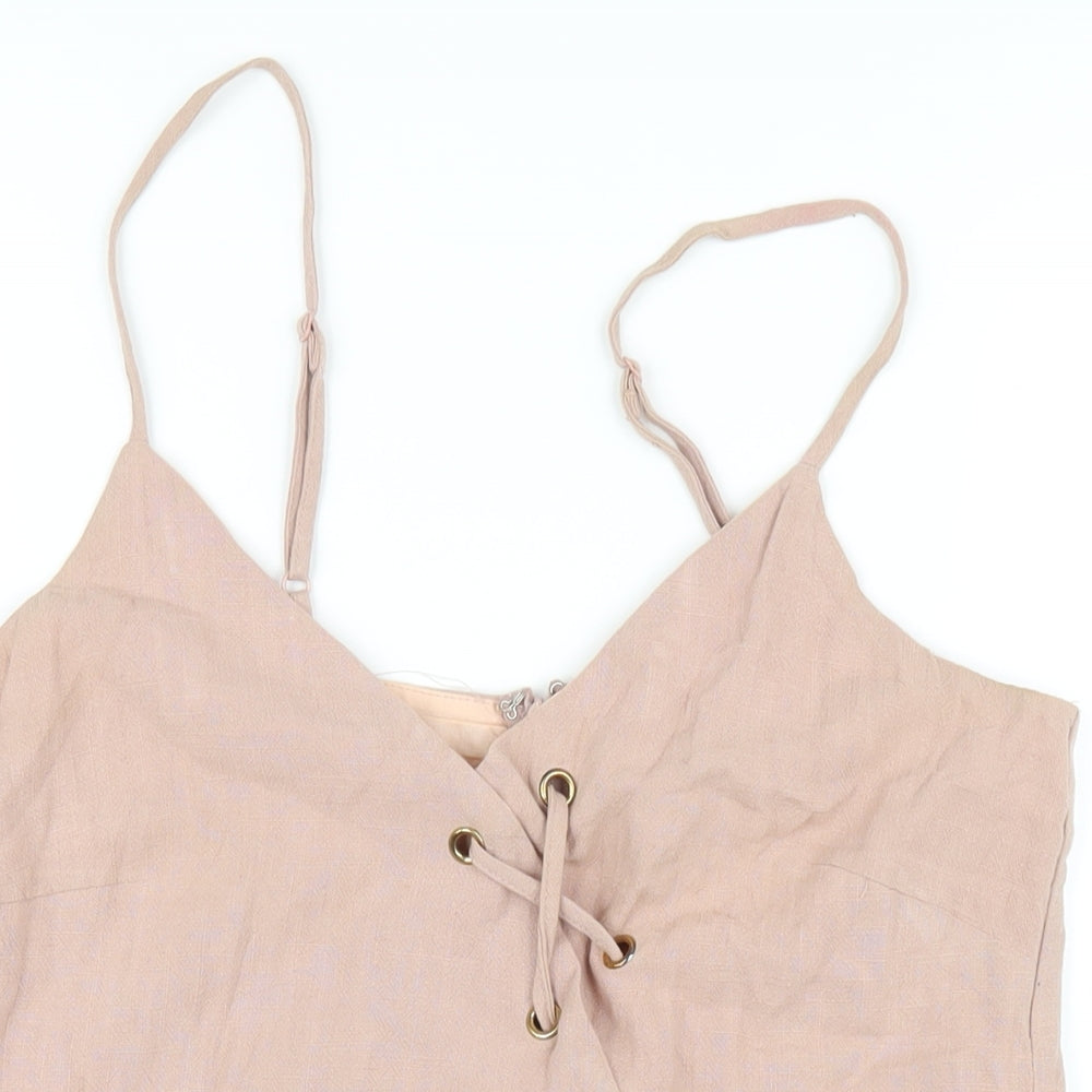 Ally Womens Pink Cotton Mini Size 10 V-Neck Zip