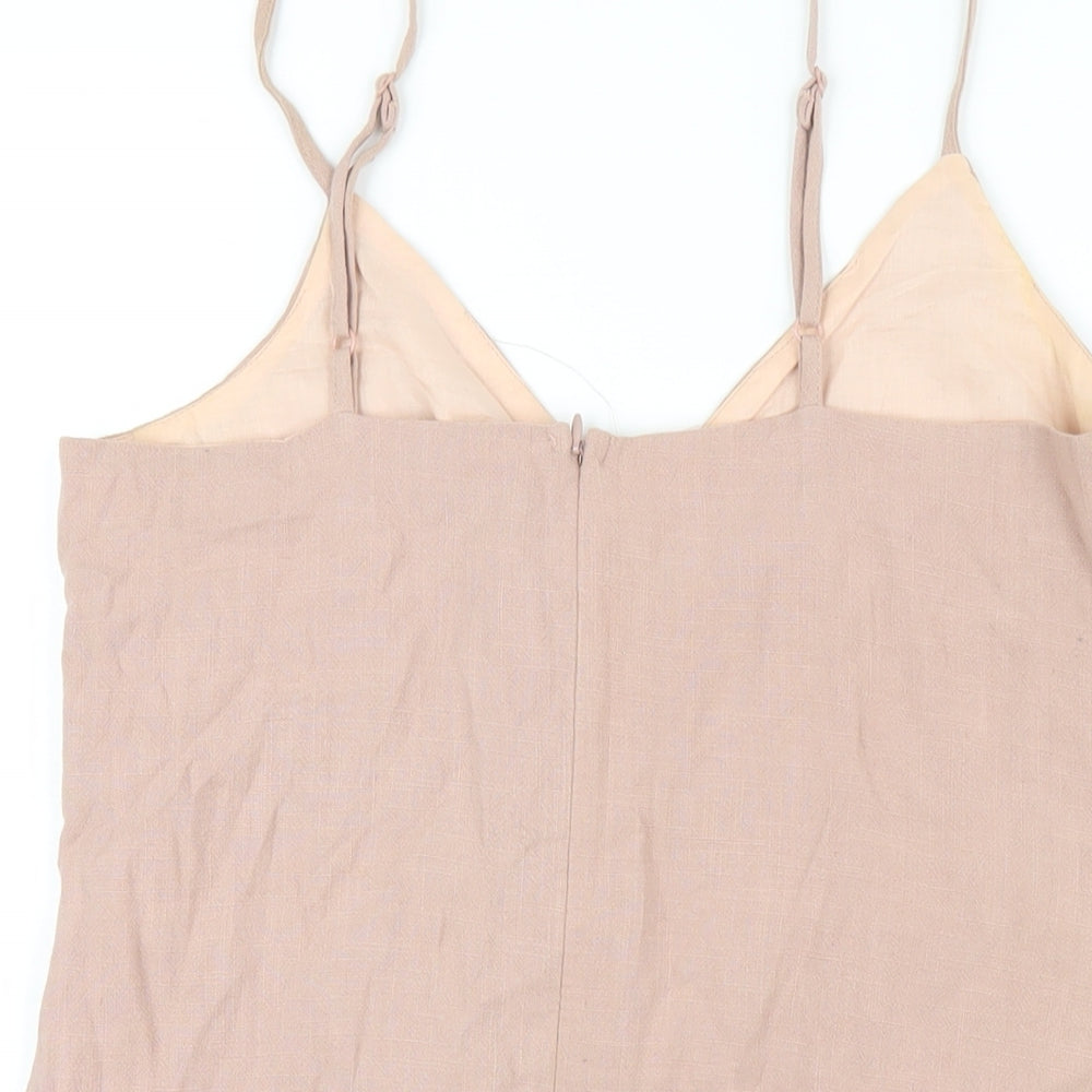 Ally Womens Pink Cotton Mini Size 10 V-Neck Zip