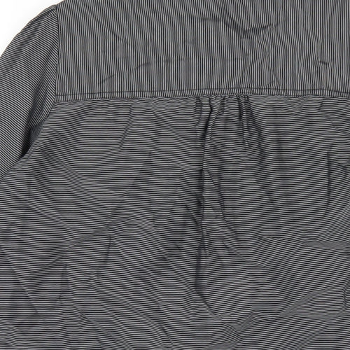 Marks and Spencer Womens Grey Striped Viscose Basic Button-Up Size 14 V-Neck