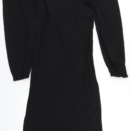 River Island Womens Black Polyester Bodycon Size 18 Square Neck Pullover