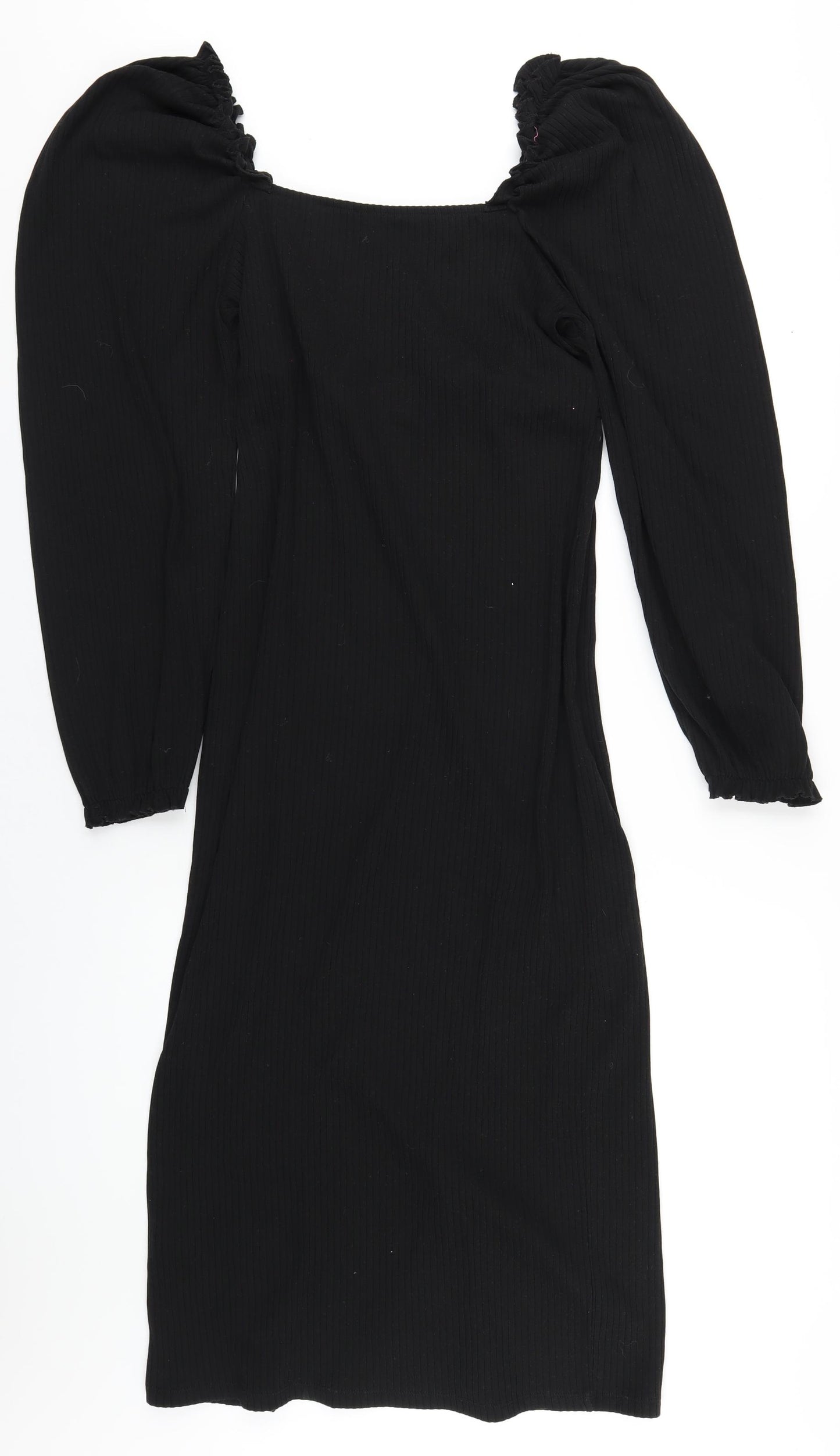 River Island Womens Black Polyester Bodycon Size 18 Square Neck Pullover