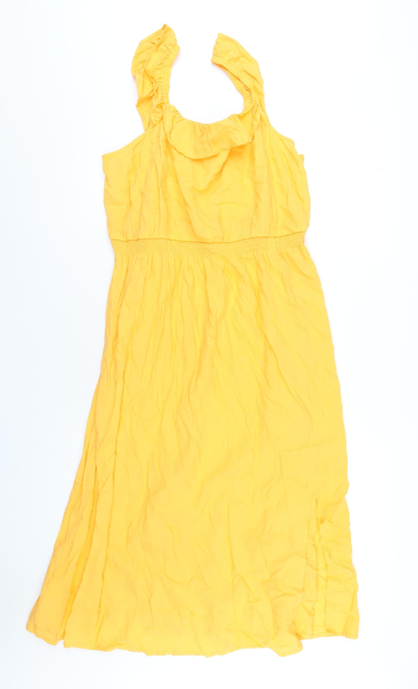 Marks and Spencer Womens Orange Linen A-Line Size 20 Square Neck Pullover