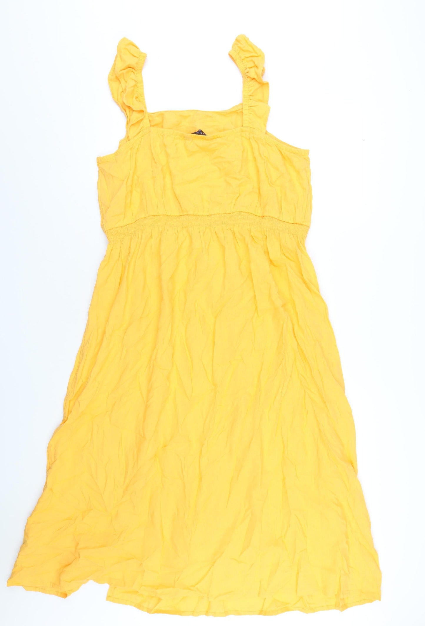 Marks and Spencer Womens Orange Linen A-Line Size 20 Square Neck Pullover