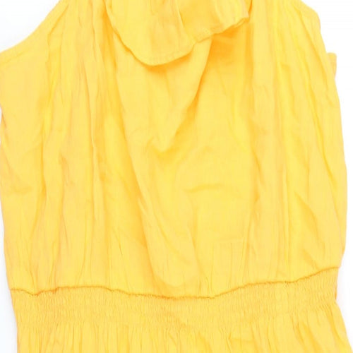 Marks and Spencer Womens Orange Linen A-Line Size 20 Square Neck Pullover