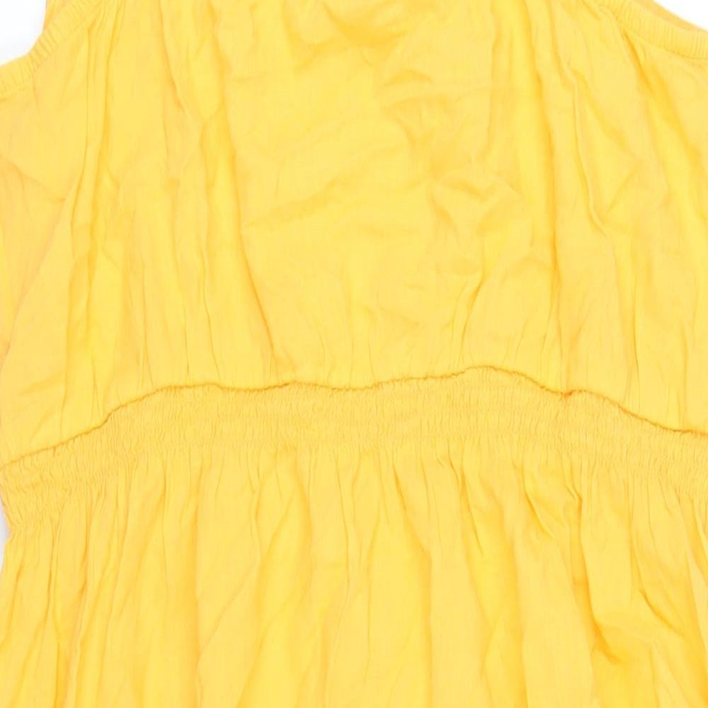 Marks and Spencer Womens Orange Linen A-Line Size 20 Square Neck Pullover