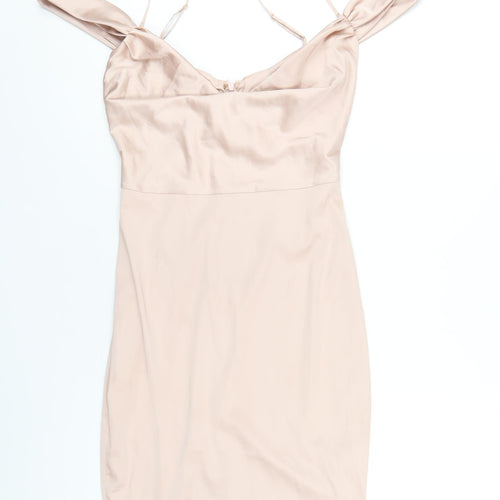 Oh Polly Womens Pink Polyester Mini Size 10 Cowl Neck Zip