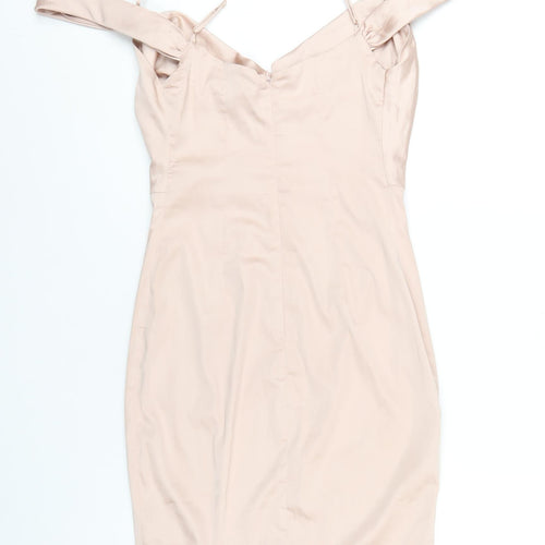 Oh Polly Womens Pink Polyester Mini Size 10 Cowl Neck Zip